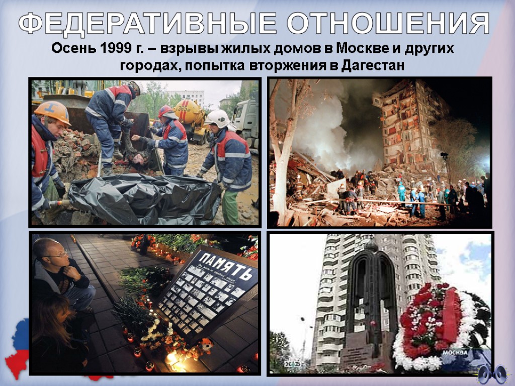 Осень 1999 г. – взрывы жилых домов в Москве и других городах, попытка вторжения